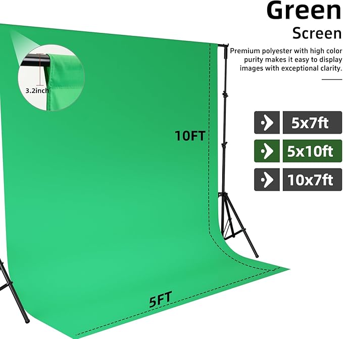 Green Screen Backdrop,5x10FT Green Photo Backdrop for Photography Chromakey Virtual GreenScreen Background Curtain for Streaming Gaming Studio Photoshoot Christmas Party Video Recording