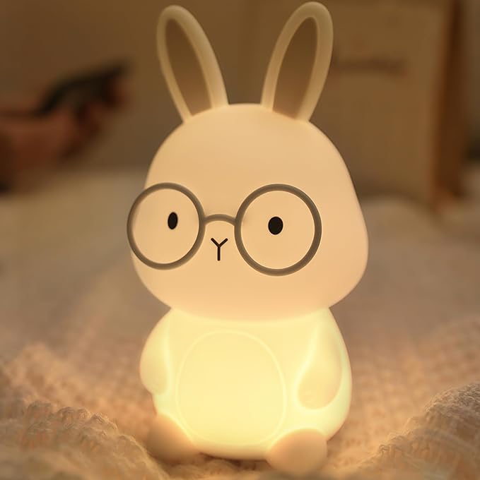 Bunny Night Light, Rabbit Lamp for Kids,Rechargeable Nursery Nightlight ,Silicone Bedside Lamp with Touch Color Changing,Dimmable/TimmerLight, Room Decor,Easter Gift / Christmas Gifts for Boys Girls