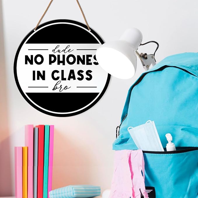 HSNBT Funny High Middle School Classroom Wall Sign, Classroom Rules Wall Decor Classroom Teacher Hanging Sign Decoration, No Phones Sign