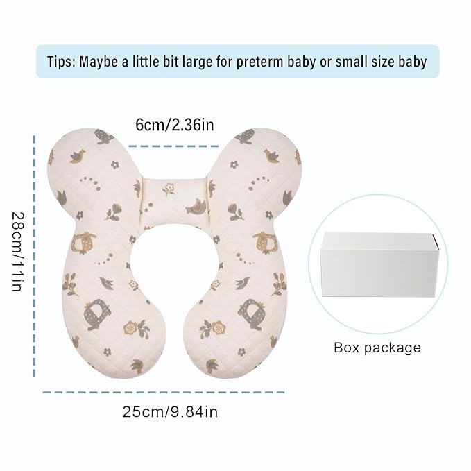 Baby Travel Pillow Upgraded, Soft Baby Head Support Pillow for Newborn Toddler，Babies Neck Car Seat, Pushchair and Strollers, Flower