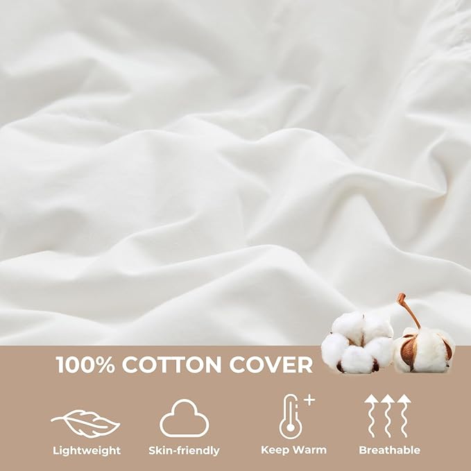 Toddler/Travel/Crib Goose Down Comforter Duvet/Blanket Multifunctional,Hypoallergenic 100% Organic Cotton & Washable Unisex Kids,All Season,White 33x43