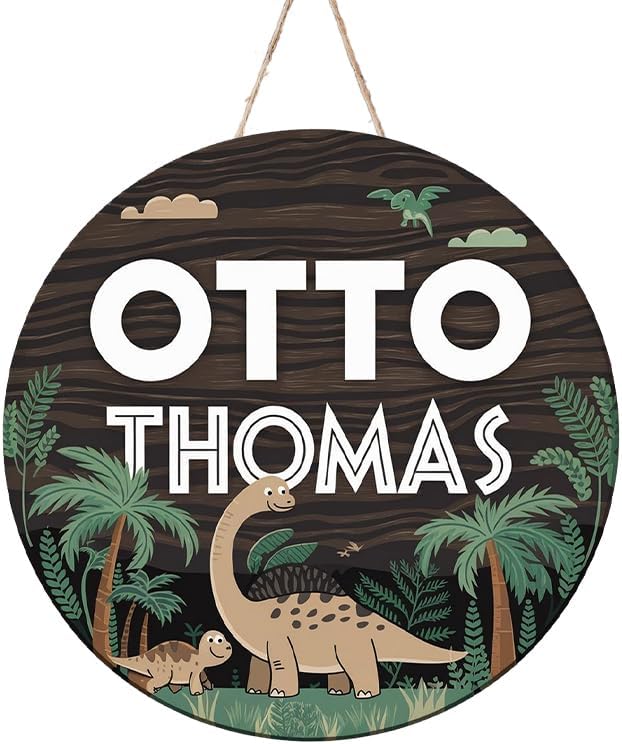 Personalized Name Signs for Kids Room, T-rex Sign for Baby Door Decor, Newborn Gifts for Boy, Boys Nursery Wall Bedroom Decorations, Mother's Day Gifts for New Mom Dad Gift