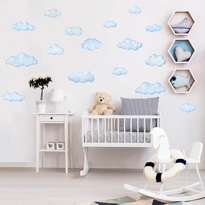DECOWALL DS9-1702 Clouds Kids Wall Decals Wall Stickers Peel and Stick Removable Wall Stickers for Kids Nursery Bedroom Living Room