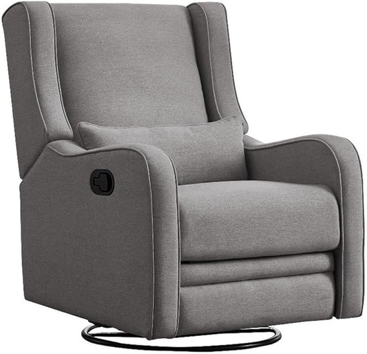 Pemberly Row Premium Fabric Glider Manual Recliner Nursery Rocking Chair for Living Room, Kids Room, Rocker Swivel Recliner with USB Port in Harbor Gray