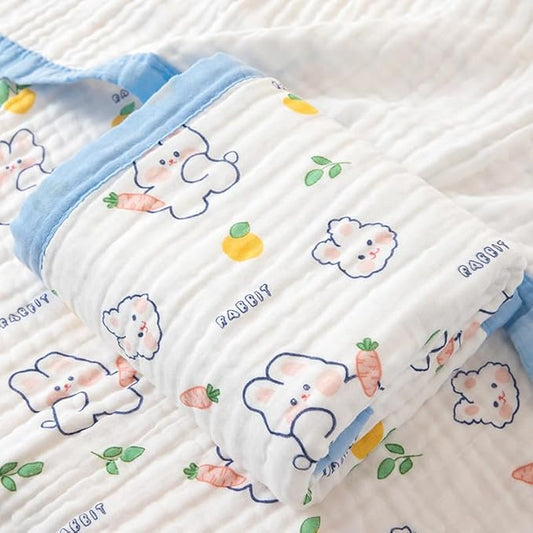 Muslin Baby Blankets, Nursery Blankets for Boys Girls, Swaddle Blankets Neutral Soft Lightweight Toddler and Kids Throw Blankets (Lemon Bunny)