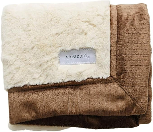 SARANONI Luxury Security Blankets for Babies | Ultra-Soft Lush and Boutique Quality Baby Blanket | Ivory & Gingersnap, Mini - 15" x 20"