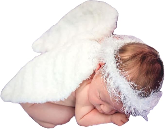Nishine 2 PACK White Newborn Fuzzy Feather Angel Wings + Headband Set for Baby Cosplay Girls Costume Photography