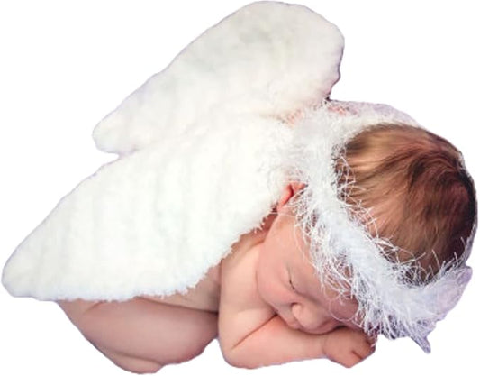 Nishine 2 PACK White Newborn Fuzzy Feather Angel Wings + Headband Set for Baby Cosplay Girls Costume Photography