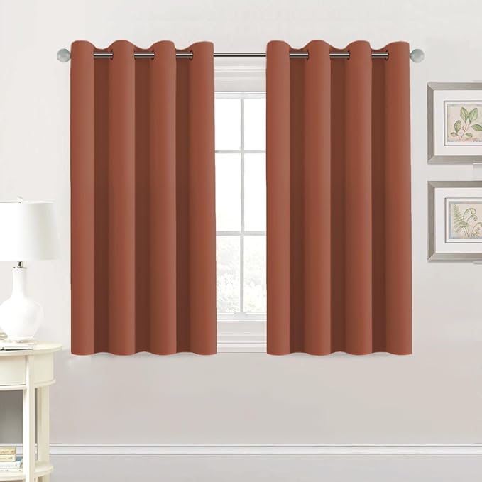 H.VERSAILTEX Premium Blackout Thermal Insulated Room Darkening Curtains for Bedroom/Living Room - Classic Grommet Top (2 Panels, Orange, 52 Inch by 45 Inch)