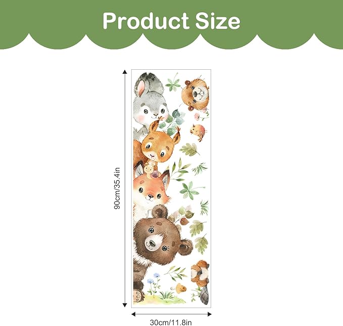 Tanlaby Jungle Animals Wall Stickers Cartoon Woodland Animal Wall Decals Bear Fox Forest Self-Adhesive Mural Removable Wall Art Sticker for Baby Nursery Kids Bedroom Playroom Daycare Classroom Decor