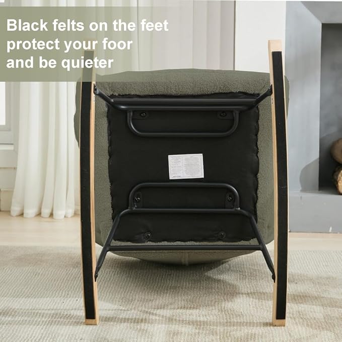 Nursery Rocking Chair Teddy Upholstered Glider Rocker Rocking Accent Chair with High Backrest Armchair Comfy Side Pocket Chair for Living Room, Bedroom, Offices (Dark Green)