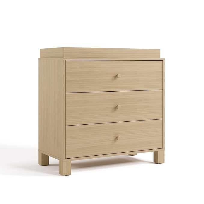 Storkcraft California 3-Drawer Chest with Removable Changing Topper (Driftwood) – GREENGUARD Gold Certified, Interlocking Drawer System, Pre-Installed Tracks, Easy Assembly