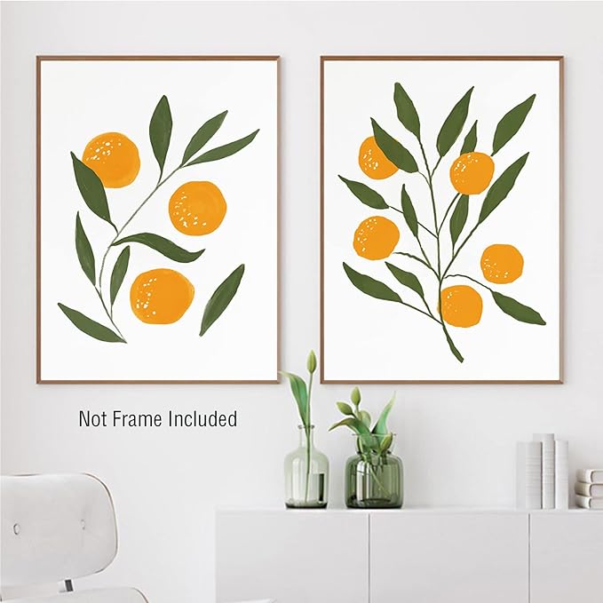 LUHDFYS Colorful Fruit Art Print Abstract Lemon Orange Canvas Painting Watercolor Lemon Canvas Wall Art Boho Watercolour Citrus Fruit Botanical Prints Posters for Kids Room Kitchen Decor Unframed
