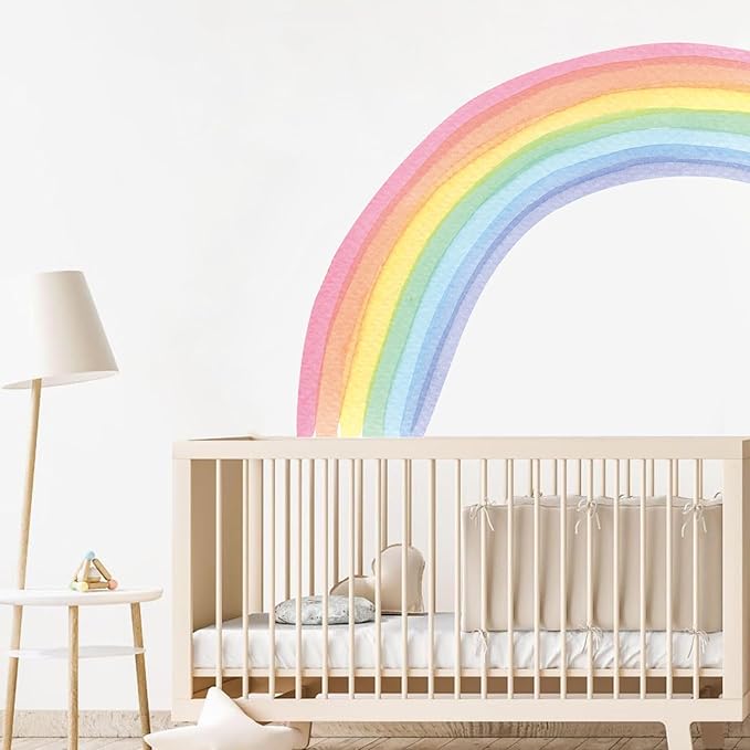 Large Rainbow Wall Decals - Colorful Wallpaper and Wall Stickers for Girls' Bedroom - Vibrant Rainbow Wall Art Decoration for Nursery and Classroom