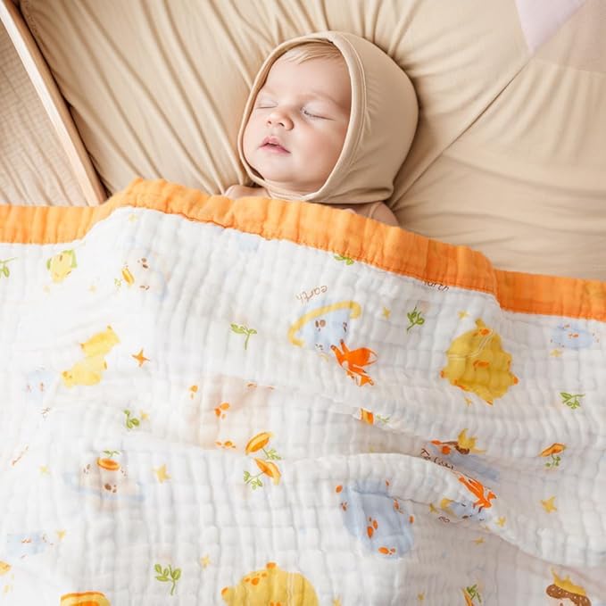 BATTILO PTY 6 Layer Muslin Baby Blankets, Nursery Blankets for Boys Girls, Swaddle Blankets Babt Blanket Neutral Soft Lightweight Toddler and Kids Throw Blanket(Prince Planet)