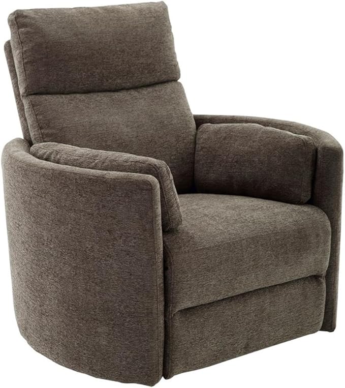 Pemberly Row Modern Brown Fabric Power Swivel Glider Recliner (Two Pack) with USB Charging Ports for Living Room