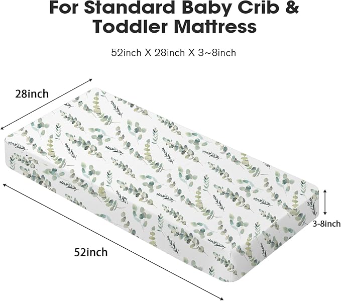 Little Grape Land Crib Sheets 4 Pack for Boys and Girls, Baby Neutral Crib Fitted Sheets for Standard Crib & Toddler Mattress, Super Soft Breathable Fitted Crib Sheet Set, Wildflower & Leaves