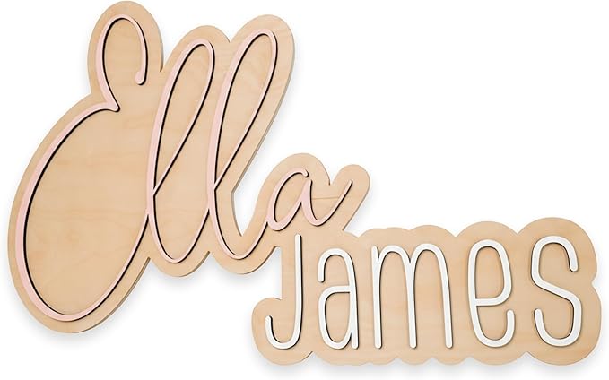 Hickory Hollow Designs Wooden Name Signs for Nursery, Baby Name Sign, Name Signs for Kids Room, Custom Plaque, Nursery Wall Art, (Ella James)