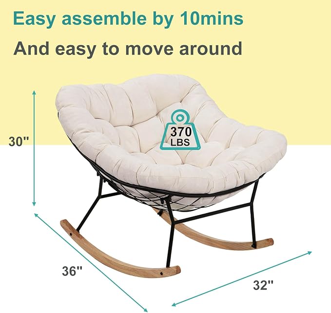 Patio Rocking Chair Papasan Glider Rocker Accent Armchair Comfy Rocking Papasan Chair for Living Room Porch Balcony Patio