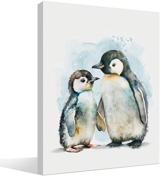 Baby Penguin Kids Boys Bathroom Wall Art Room Decor, Black and White Animal Penguin Pictures Wall Decor for Kids Baby Girls Boys Room Bathroom Bedroom Nursery,11x14 Inch Two