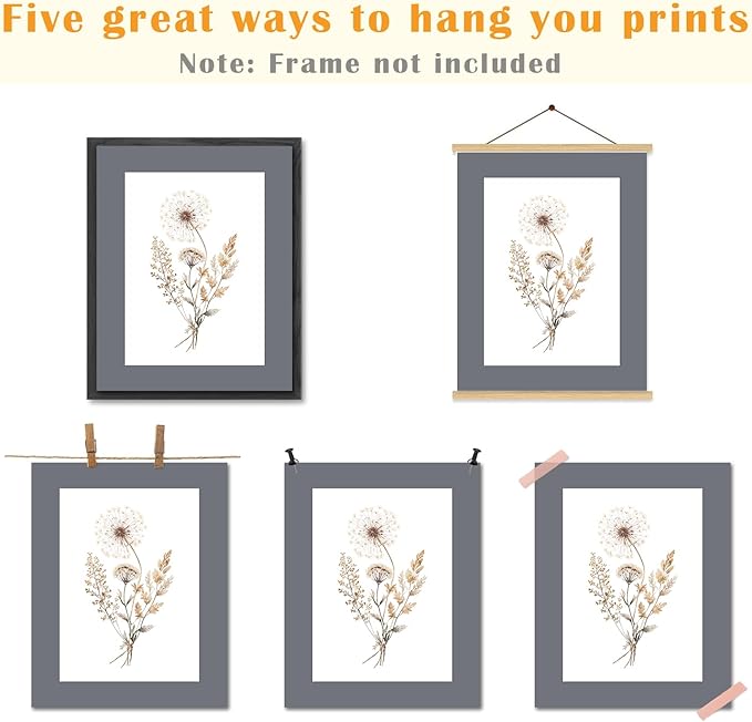 JINYO Vintage Boho Neutral Wildflower Wall Art Prints Set of 4, Floral Wall Decor, Cottagecore Botanical Floral Wall Decor Posters Pictures for Home Bedroom Living Room, 8x10 Unframed