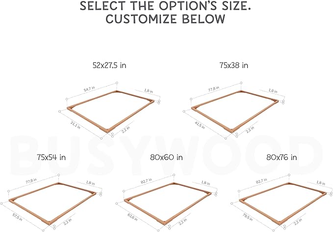 BUSYWOOD Wooden Bed Frame King - Wood Bed Frame Queen - Full Size Bed Frame Wood - Floor Bed Frame - Full Loft Bed - Scandinavian Bed Frame - Twin Floor Bed - Wood Bed Frame Full - Zen Low Profile Bed