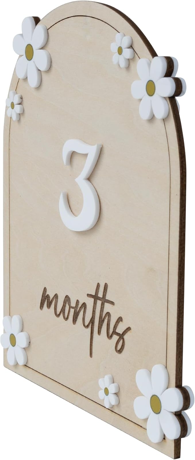 Wooden 3D Baby Monthly Milestone Cards Monthly Milestone Discs Newborn Photography Props Baby Announcement Sign Baby (Daisy)