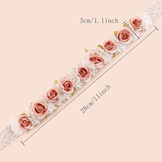 Hairband, 2pcs Children Girl Lace Headbands with Flower, Adjustable Hair Accessories Gift for Children (lace-9)