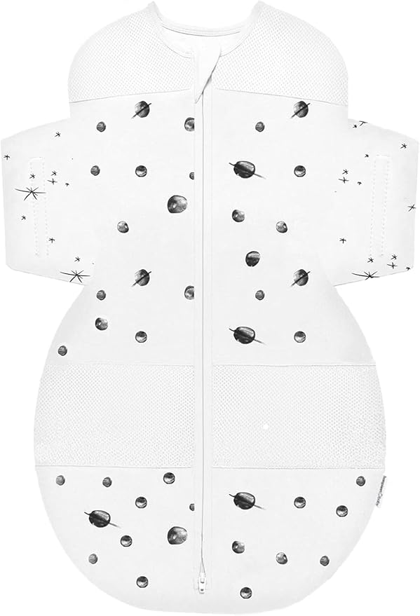 Happiest Baby SNOO Sleep Sack - 100% Organic Cotton Baby Swaddle Blanket - Doctor Designed Promotes Healthy Hip Development (Ivory Planets, X-Large)