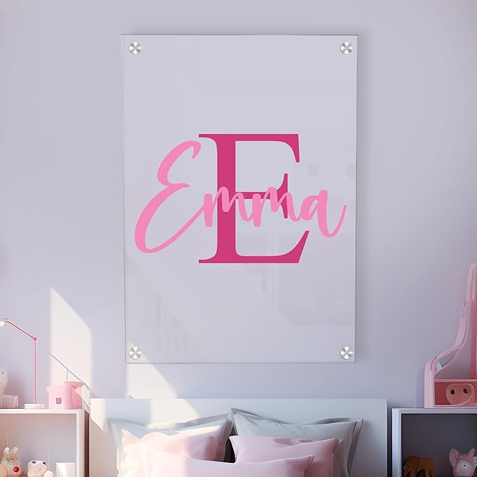 Personalized Name & Initial Acrylic Frame | Bedroom Decor | Wall Decor | Name Wall Decor | Baby Nursery Decor | Wall Name Signs Personalized | Acrylic Sign | Multiple Size and Shapes Options