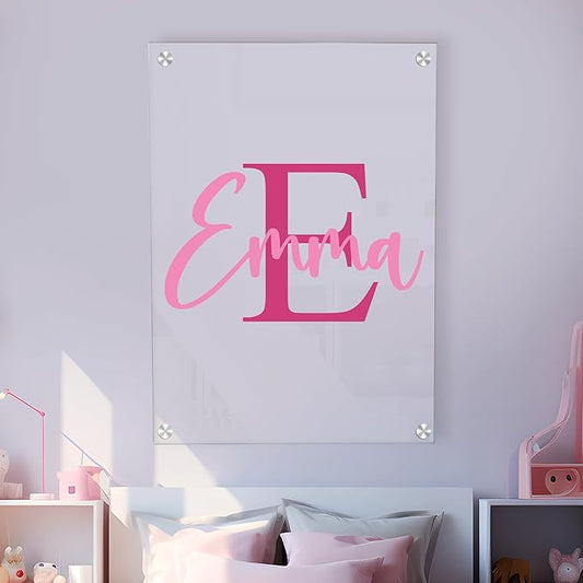Personalized Name & Initial Acrylic Frame | Bedroom Decor | Wall Decor | Name Wall Decor | Baby Nursery Decor | Wall Name Signs Personalized | Acrylic Sign | Multiple Size and Shapes Options