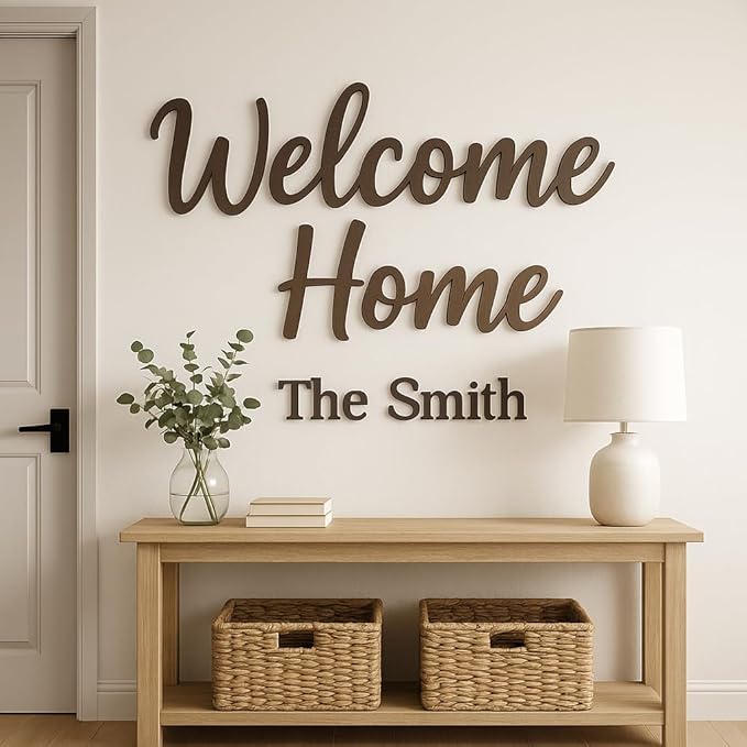 STRONGUS Personalized Wood Name Sign – Custom Nursery or Family Wall Décor – Baby Name Sign, Kids Room or Home Sign – Choose Font & Size – Rustic Wooden Gift (2nd line of text)