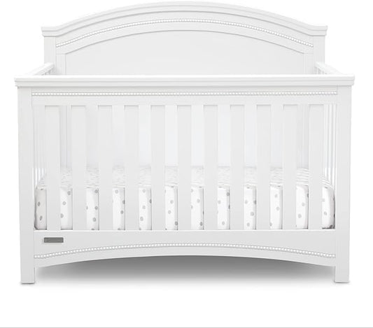 Delta Children Simmons Kids SlumberTime Emma 4-in-1 Convertible Baby Crib N More - Greenguard Gold Certified, Bianca White
