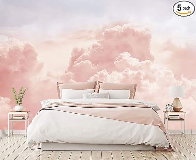 Pink Clouds Wall Mural Wallpaper for Bedroom 103" x 69"