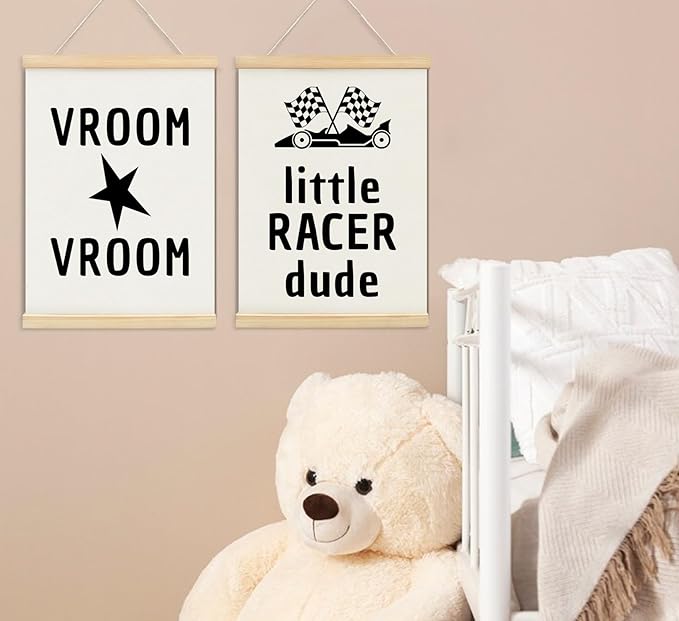 ULEGIE Rad Little Dude Poster Hanger Frame, Playroom Decor, Boys Room Wall Decor Nursery Toddler Canvas Wall Art Kids Playroom Art Prints Boys Race Car Poster Nursery Artwork Set of 2 for Bedroom, 12 x 16 Inch