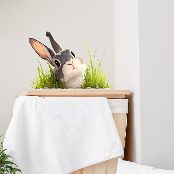 Baby Bunny Rabbit Wall Decals Removable Animal Vinyl Stickers for Nursery Kids Bedroom and Playroom Decor Peel and Stick Wall Art