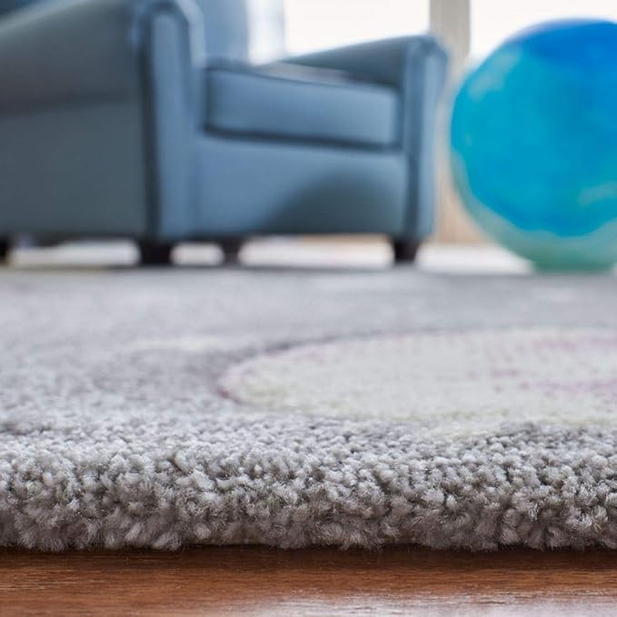 SAFAVIEH Carousel Kids Collection Accent Rug - 3'3" x 5'3", Grey & Lavender, Non-Shedding & Easy Care, Ideal for High Traffic Areas for Boys & Girls in Playroom, Nursery, Bedroom (CRK103F)