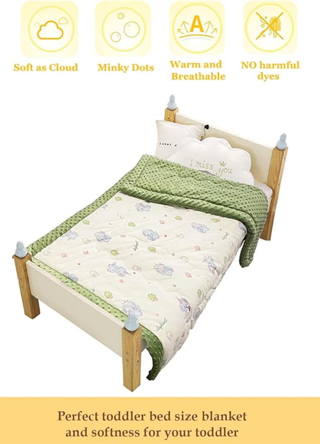 Cuite Pumpkin Baby Toddler Bed Comforter, Down Alternative Toddler Comforter All Season,Quilted Toddler Blanket for Daycare,Baby Crib Quilt for Boys and Girls,(47x 59 Green)