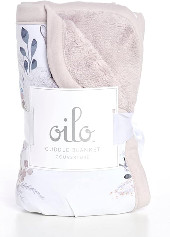 Oilo Baby Blanket, Luxury Soft Plush Chenille Backing & Turkish Cotton Jersey Print, Double Layered, 30" x 40", Rolled Jersey Edge Trim, Machine Wash, Perfect for Infant or Toddlers, Cottontail Bunny