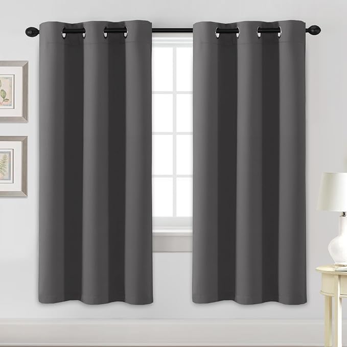 H.VERSAILTEX Blackout Curtains for Bedroom Thermal Insulated Room Darkening Living Room Curtains 72 Inch Long Grommet Privacy Protection Window Curtain Panels/Drapes, 2 Panels, Charcoal Grey