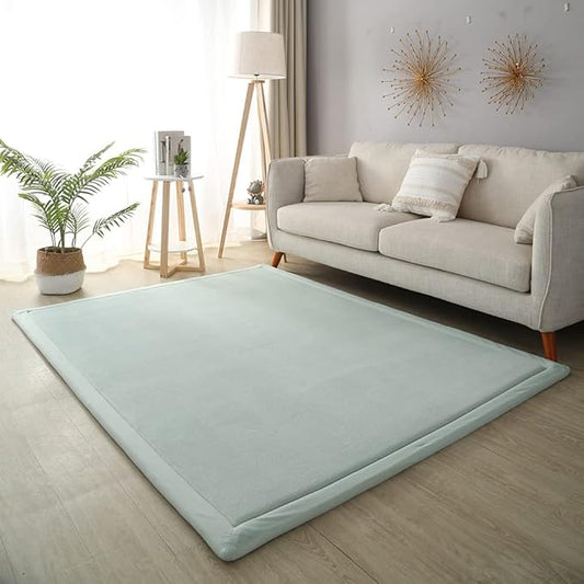 Loartee Coral Velvet Crawling Rugs & Area Rugs (6'7"x9'10", Light Green) for Toddler Children Play Mat & Yoga Mat Exercise Pads