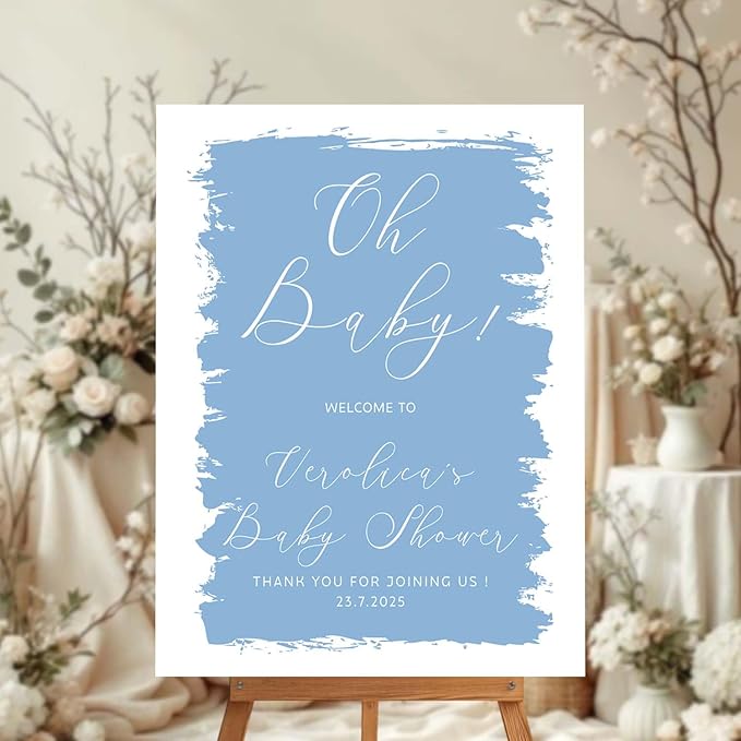 Personalized Color Brush Stroke Baby Shower Welcome Sign for Veronica - Oh Baby Announcement Sign