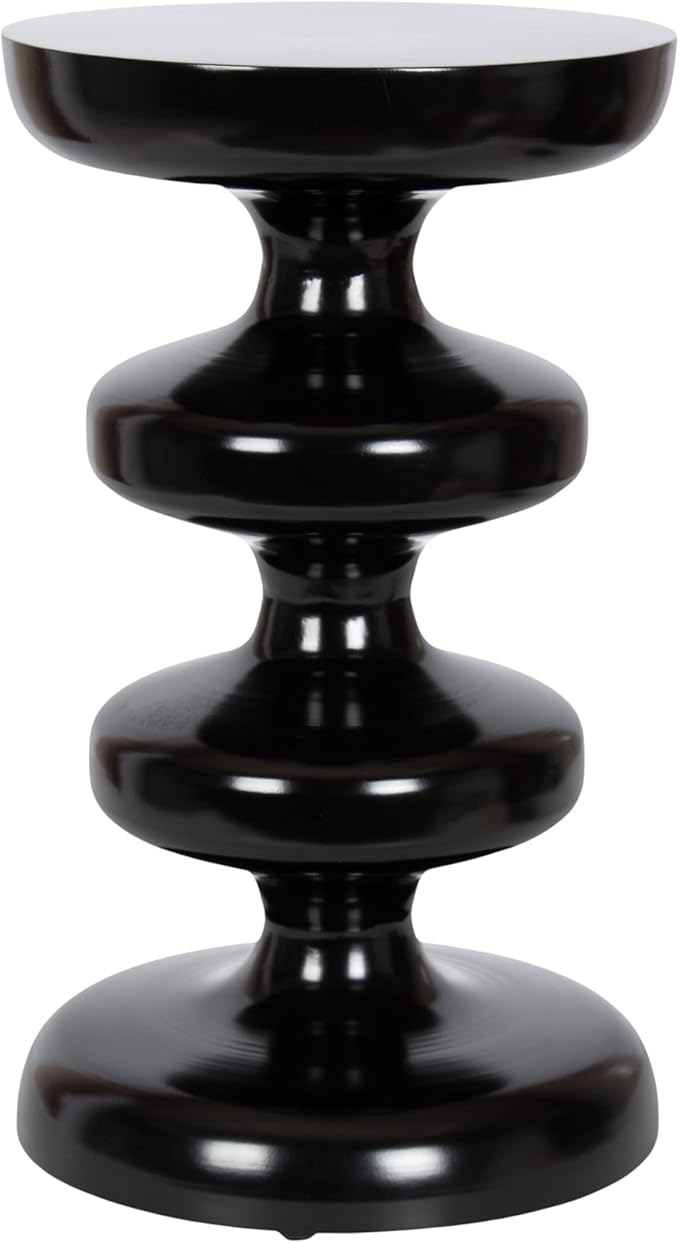 Kate and Laurel Fondi Modern Metal Round Side Table, 12 x 12 x 21, Black, Dorm Living Room Stacked Bubble End Table for Use as Bedroom Nightstand or Outdoor Patio Decor Option