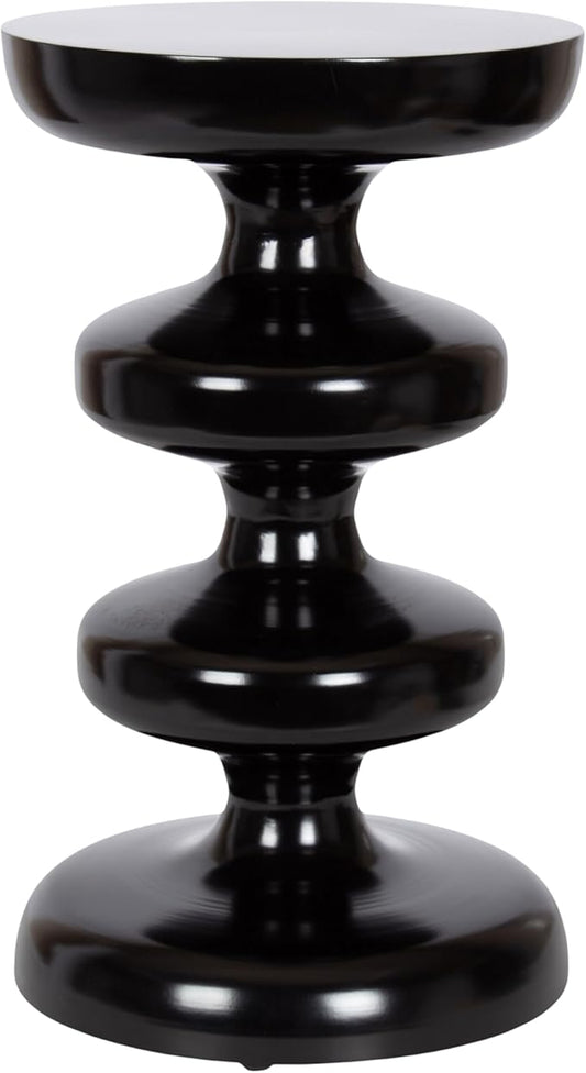 Kate and Laurel Fondi Modern Metal Round Side Table, 12 x 12 x 21, Black, Dorm Living Room Stacked Bubble End Table for Use as Bedroom Nightstand or Outdoor Patio Decor Option