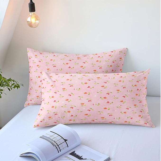 Cute Bow Tie & Rose Flowers Duvet Cover King Size 100% Cotton Bedding Set - Vintage Country Floral Comforter Cover with 2 Pillowcases for Girls, Teens, Students, Sweet Home Gift