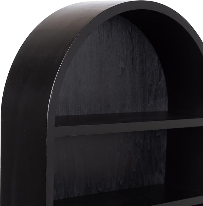 Kate and Laurel Hutton Modern Capsule Wall Shelf; 16 x 28; Black; Minimal Round Oval Wall Shelves for Above Toilet Bathroom Storage