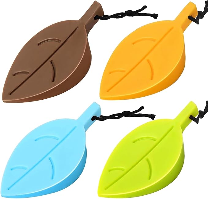 HNYYZL 4Pcs Door Stopper Wedge Finger Protector,Silicone Door Stops, Cute Colorful Cartoon Leaf Style Secure Flexible Decorative Finger Protector, for Home and Office(Green, Yellow, Blue, Brown)