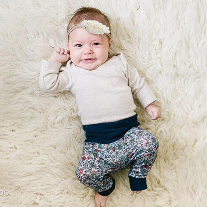 Baby Girl Floral Headband Nylon Flower Crown Elastic Hairband 3pcs Hair Accessories Gift for Girls，stretchy size 3pcs/set