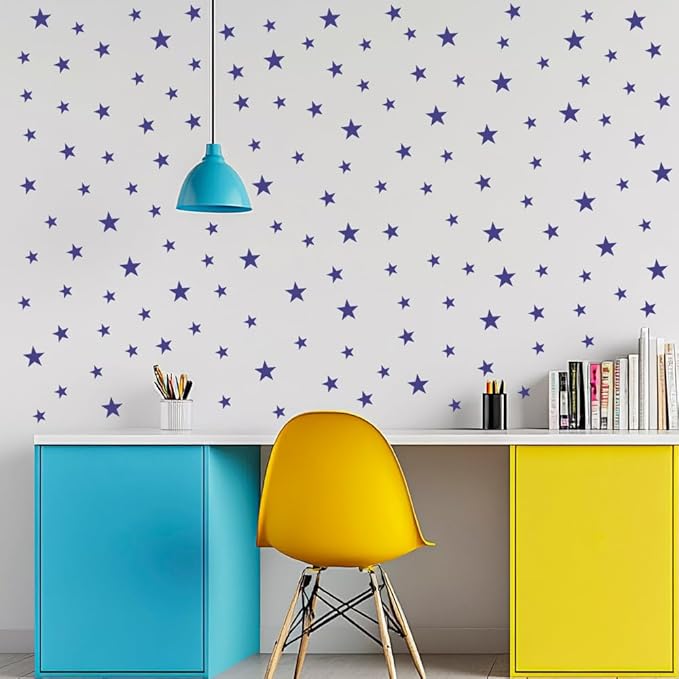 Assorted Matte Dark Blue Wall Vinyl Decals Stickers - 112pcs (1.18" to 1.97" Sizes) – Easy Peel and Stick, Perfect for Nursery, Kids Room, Bedroom Décor by BugyBagy