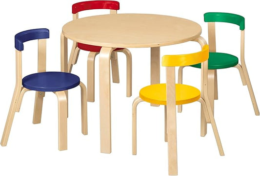 Bentwood Kids Table and Chairs Set, Kids Furniture, Assorted, 5-Piece